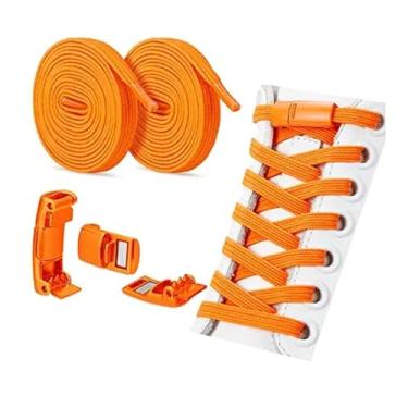 Imagem de Lock Shoe Laces Elastic No Tie Shoelaces Sneakers Shoelace Kids Adult Rubber Band Laces One Size Fits All Shoes(ORANGE)