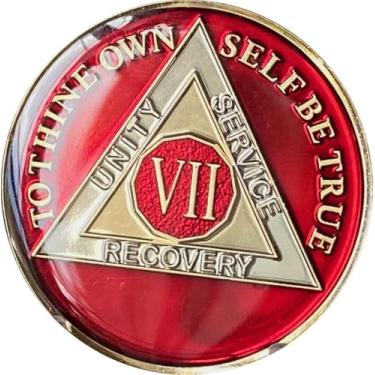 Imagem de 7 anos Mandarim Ouro Vermelho e Níquel Tri-Plate AA Medalhão Chip Serenity Prayer