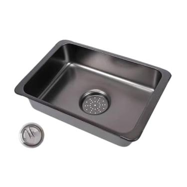 Imagem de menolana Pia de mesa de acampamento, acessórios de acampamento de tigela única, pia de mesa de cozinha bacia de aço inoxidável para cozinhar, pátio, garagem,