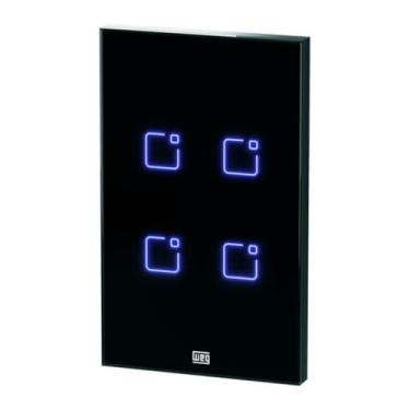 Imagem de Interruptor Touch Wi-fi + RF Com Placa 4X2 Whome 4 Teclas - Preto