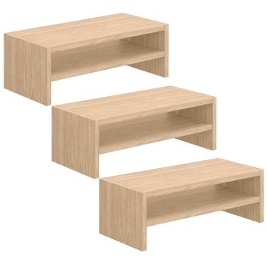 Imagem de Kit 03 Suportes Stand Para Monitores Mesa Escritório Home Office Lap L03 Amadeirado - Lyam