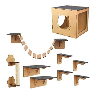 Imagem de BOXFAN Playground Gato com 9 Peças Kit brinquedo Gato com Nicho Arranhador Prateleira