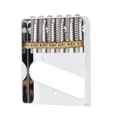 Imagem de Ponte de Guitarra de 6 Cordas, Ponte de Guitarra de 54 Mm Com Selas de Barril de Latão Substituição de Ponte de Metal de 6 Cordas para Guitarras Elétricas Telecaster
