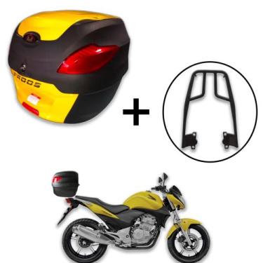 Imagem de Bauleto De 41 Litros Awa Proos + Bagageiro Cb300 Aço Maciço, amarelo