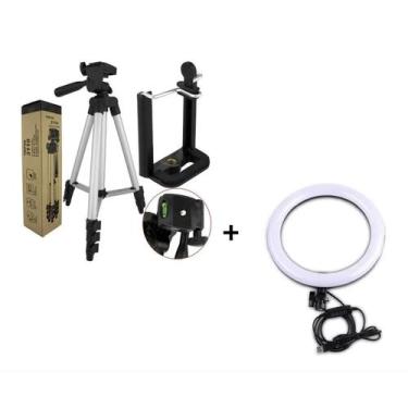 Imagem de Tripé com Ring Light Profissional Iluminação 2,1m USB 18cm - Orquezz