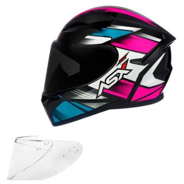 Imagem de Capacete Feminino Asx City Start Rosa Esportivo + Viseira, Preto rosa 