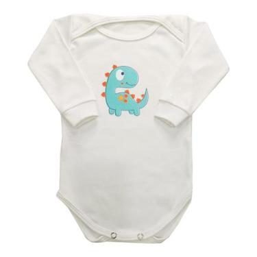 Imagem de Body Manga longa Bebê Dinossauro - Mellane Baby, PP, Branco