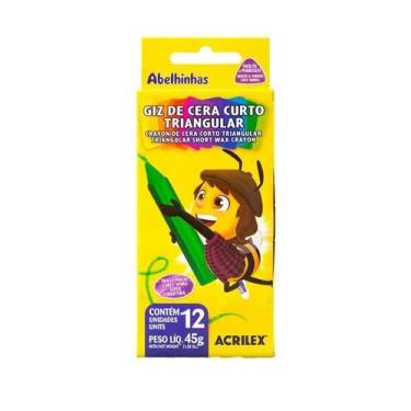 Imagem de Giz de cera Acrilex curto triangular com 12 cores