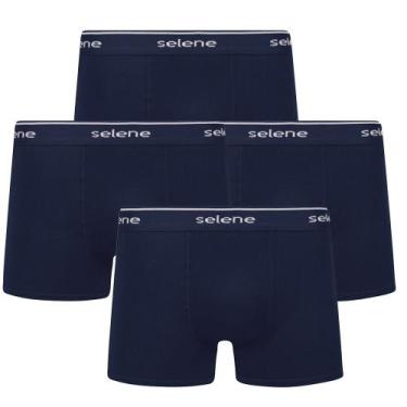 Imagem de Kit 4 Cueca Selene Masculina Algodão Plus Size Boxer Box, Marinho, X3