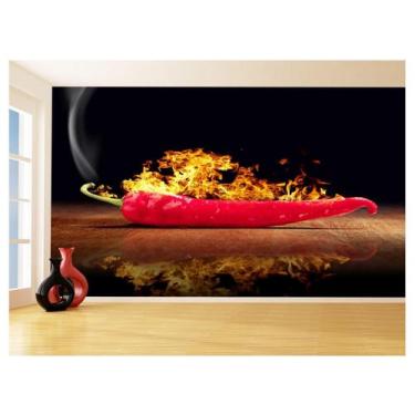 Imagem de Papel De Parede Alimentos Pimenta Pegando Fogo 3,5M Al325 - Você Decor