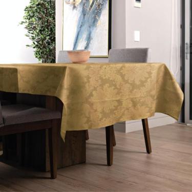 Imagem de Toalha de Mesa Retangular Jacquard Medalhão  - MUMUDECOR, 239 Dourado
