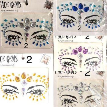 Imagem de Adesivo  Strass Cristais  Rosto Fantasia Sereia Carnaval - oem