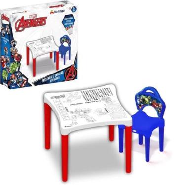 Imagem de Mesa Com Cadeira Para Atividades Desenha E Apaga Avengers - Xalingo