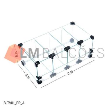 Imagem de Baleiro Expositor Preto de Vidro 0,40 x 0,15 x 0,15m - LM Balcôes