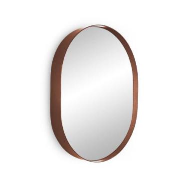 Imagem de Espelho de Vidro Oval com Moldura Rose Gold Premium 50cm x 40cm - PAPE