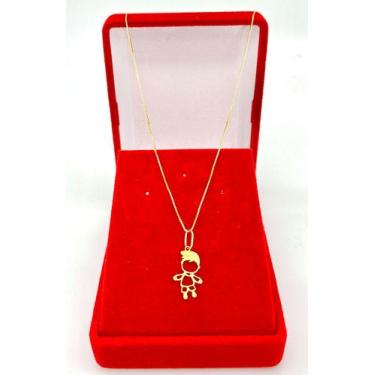 Imagem de Colar De Ouro Feminino Veneziana 40cm 18k E Pingente Menino - DR Joias
