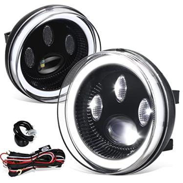 Imagem de DNA MOTORING FL-ZTL-370-CH Par de faróis de neblina de LED completos compatíveis com Sierra 1500/2007-2014 Sierra 2500 3500, lente transparente, com interruptor e chicote de fiação