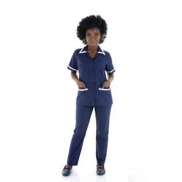 Imagem de Conjunto de Jaleco e Calça em Algodão para Copeira, Faxineira, Domésti