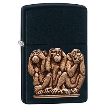 Imagem de Zippo Isqueiro de bolso preto fosco Three Monkeys