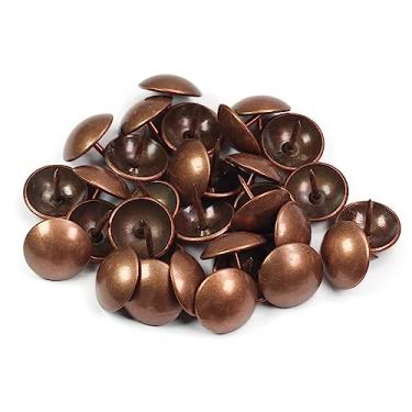 Imagem de Pregos de estofamento antigos de cobre vermelho de 30 mm, prego redondo de cabeça grande, tachas de móveis para móveis placa de cortiça móveis de madeira projetos DIY decorativos 20 peças (cobre vermelho, 1-3/16")
