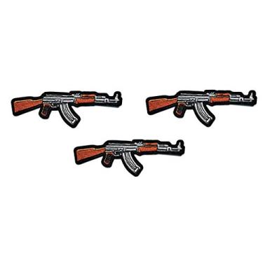 Imagem de Umama Conjunto de 3 lindas metralhadoras bordadas a ferro no aplique remendo bonito desenho animado infantil artesanato reparo decorativo roupas jeans camiseta chapéu mochilas