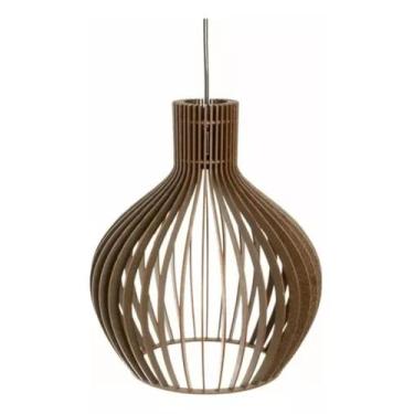 Imagem de Luminária Lustre Pendente Redondo Sala Decoração Madeira - MV Utilidad