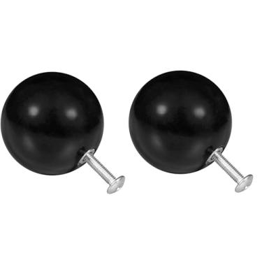 Imagem de Rockcloud 2 maçanetas redondas de pedra de cristal com parafusos, puxadores de gaveta para guarda-roupa, armário, cômoda, decoração de casa, obsidiana