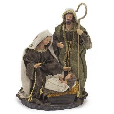 Imagem de Imagem Sagrada Família Tecido Cor Verde Importada Resina 32