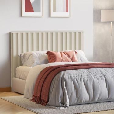 Imagem de Cabeceira Queen Ripada 100 MDF Vitoria Móveis Europa, Off White, Casal