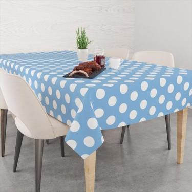 Imagem de Toalha De Mesa Retangular 6 Lugares Tecido Oxford Poá Azul Claro TLS07