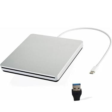Imagem de VikTck Unidade de Cd e Dvd Externa Usb C Ultra Slim Portátil Cd Dvd Player Gravador/Gravador/Leitor Usb Superdrive Duplicador de Disco para Macbook Pro/Air/Mac/M1/Laptop/Windows10 (Prata)