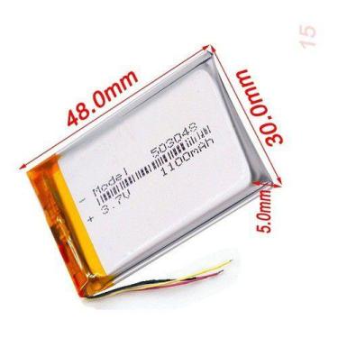 Imagem de Bateria 503048 3,7v 1100mah 5mm X 30mm X 48mm 3 Fios - KMIG