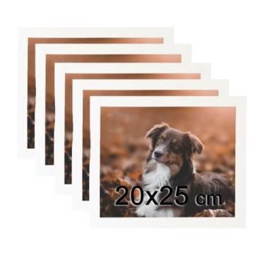 Imagem de Kit 5 Porta Retratos C/vidro 20x25 Moldura Branca para fotos e decoraç