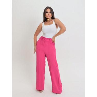 Imagem de Calça Feminina Alfaiataria Modelo Pantalona Cintura Alta Moda Elegante