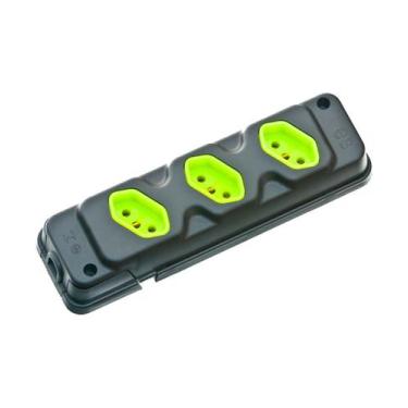 Imagem de Régua De Tomada Em Barra Tripla Extensão Reforçada Preta - FIOLUX