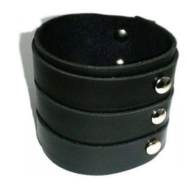 Imagem de Bracelete Em Couro - 3 Fivelas - Johnny Deep - Punk - Rock - RED Virtu