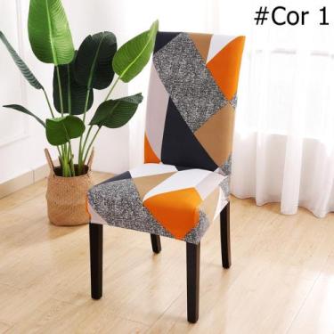 Imagem de Kit 4 Capas de Cadeira Spandex Mesa Sala de Jantar, Estampada, tamanho