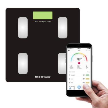 Imagem de Balança Digital Bioimpedância até 180kg Com Aplicativo Bluetooth Preto