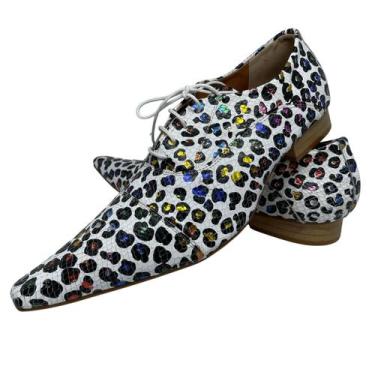 Imagem de Sapato Masculino Italiano Em Couro Colors Onça Branca Edição Limitada 