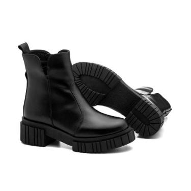 Imagem de Bota Coturno Feminino Sola Tratorada Robusta Calce Fácil Moda Casual E