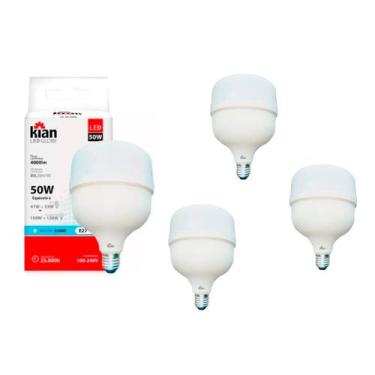 Imagem de Kit 4 Lâmpadas Led Bulbo 50w Bivolt 6500k Branca Fria Kian, Bivolt