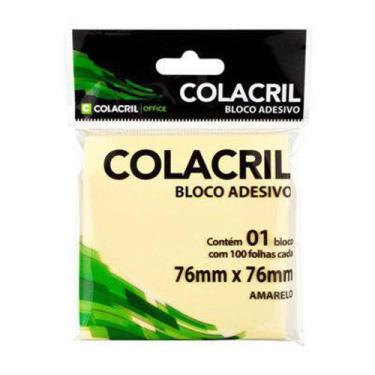 Imagem de Bloco Adesivo para Recado Colacril BA76076 Amarelo 76x76mm com 100 fol