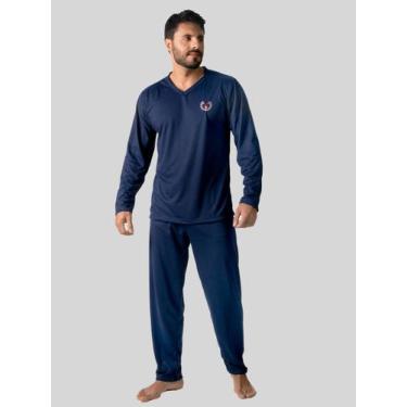 Imagem de Pijama Masculino Longo Básico Manga Longa Para Dormir RLC Modas, Azul 