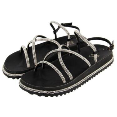 Imagem de Sandália Papete Slide Feminino Pedras Strass Top - Yes Me, Preto, 38