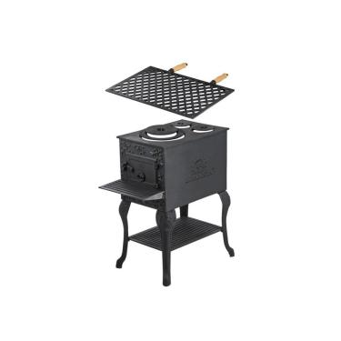 Imagem de Fogão Lenha Churrasqueira Portátil Ferro Fundido 50X33X75 Cm