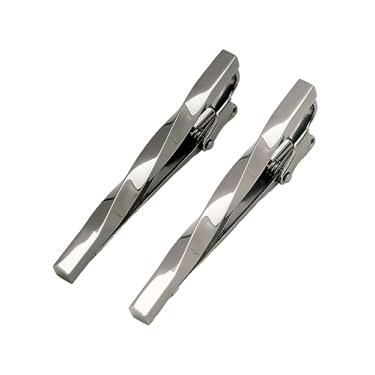 Imagem de [TAVARAT] Grampos de gravata para homens tipo torção preto prata prendedor de gravata Tps-077, free, Metal não precioso, Sem Pedra Preciosa