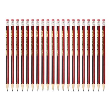 Imagem de M&G Lápis triangulares de madeira, 2 conjuntos de lápis HB redondos de grafite com borracha para sala de aula, material de escritório, vermelho e preto