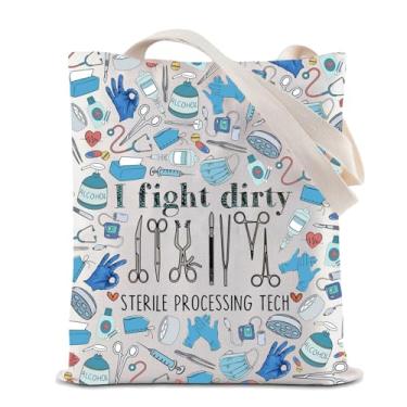 Imagem de ZJXHPO Bolsa de ombro para técnica cirúrgica I Fight Dirty Sterile Processing Tech Bolsa de ombro para agradecimento técnico cirúrgico presente, Bolsa Fight Dirty, Medium