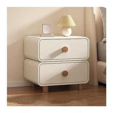 Imagem de Mesa de cabeceira, mesa de cabeceira, simples, moderna, para casa, armário pequeno, de madeira, mesa de cabeceira, armário de armazenamento de cor sólida, duas gavetas, móveis de cabeceira, moldura