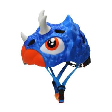Imagem de Dynwave Capacete de bicicleta para crianças para meninos e meninas, capacete de ciclismo para crianças capacete de bicicleta para andar, Triceratops Azul
